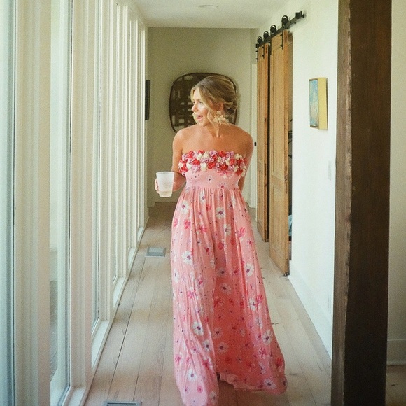Loveshackfancy Linnson Maxi Dress in Coral - Picture 1 of 2